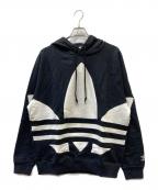 adidasアディダス）の古着「プルオーバーパーカー」｜ブラック×ホワイト