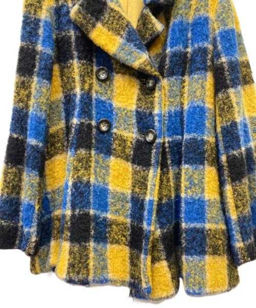 Hysteric Glamour（ヒステリックグラマー）Hysteric Glamour (ヒステリックグラマー) ウールコート ブルー×イエロー サイズ:FREEの古着・服飾アイテム