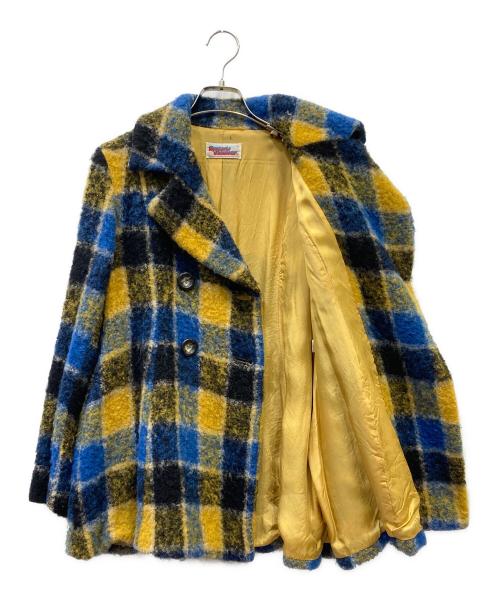 Hysteric Glamour（ヒステリックグラマー）Hysteric Glamour (ヒステリックグラマー) ウールコート ブルー×イエロー サイズ:FREEの古着・服飾アイテム