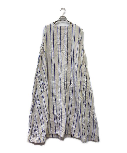 ICHI Antiquites（イチアンティークス）ICHI Antiquites (イチアンティークス) ノースリーブ・キャミソールワンピース アイボリー×ブルー サイズ:Freeの古着・服飾アイテム