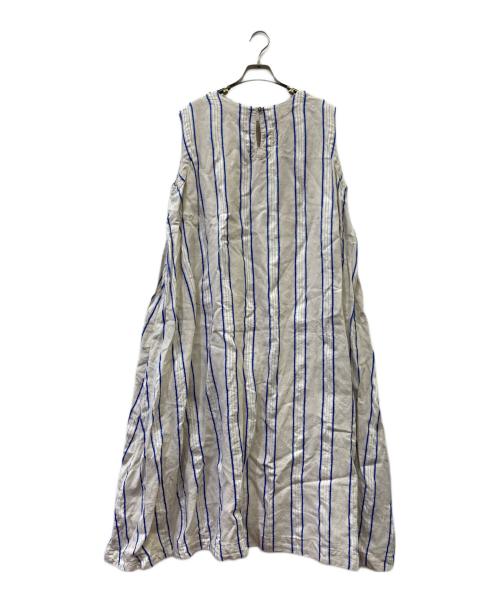 ICHI Antiquites（イチアンティークス）ICHI Antiquites (イチアンティークス) ノースリーブ・キャミソールワンピース アイボリー×ブルー サイズ:Freeの古着・服飾アイテム