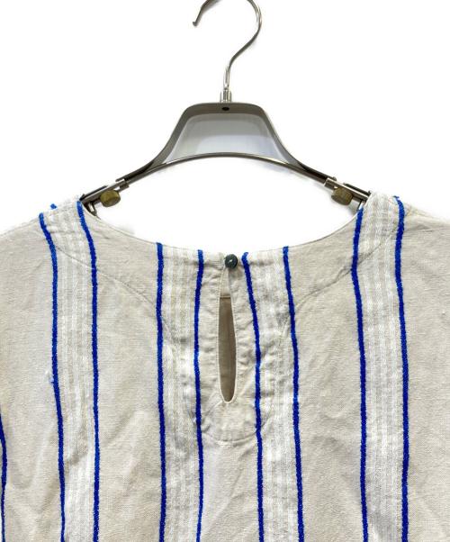 ICHI Antiquites（イチアンティークス）ICHI Antiquites (イチアンティークス) ノースリーブ・キャミソールワンピース アイボリー×ブルー サイズ:Freeの古着・服飾アイテム