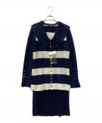 Leilianレリアン）の古着「ニットワンピース」｜ネイビー×ベージュ