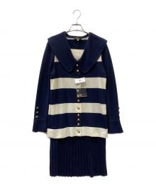 Leilian（レリアン）の古着「ニットワンピース」｜ネイビー×ベージュ