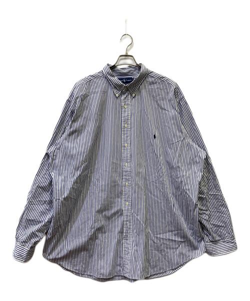 RALPH LAUREN（ラルフローレン）RALPH LAUREN (ラルフローレン) 長袖シャツ ホワイト×ネイビー サイズ:３XLTの古着・服飾アイテム
