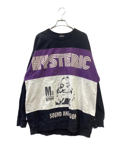 Hysteric Glamour（ヒステリックグラマー）Hysteric Glamour (ヒステリックグラマー) 長袖カットソー ブラック×パープル サイズ:Freeの古着・服飾アイテム