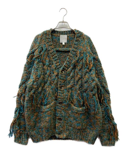 FILL THE BILL（フィルザビル）FILL THE BILL (フィルザビル) 厚手カーディガン ブルー×グリーン×ブラウン サイズ:１の古着・服飾アイテム