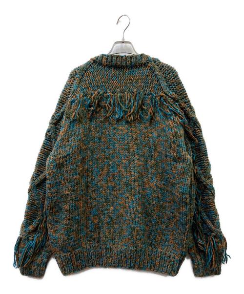 FILL THE BILL（フィルザビル）FILL THE BILL (フィルザビル) 厚手カーディガン ブルー×グリーン×ブラウン サイズ:１の古着・服飾アイテム