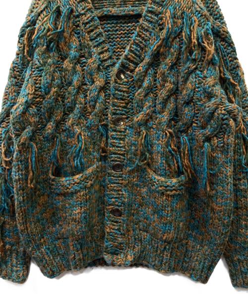 FILL THE BILL（フィルザビル）FILL THE BILL (フィルザビル) 厚手カーディガン ブルー×グリーン×ブラウン サイズ:１の古着・服飾アイテム