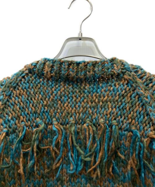 FILL THE BILL（フィルザビル）FILL THE BILL (フィルザビル) 厚手カーディガン ブルー×グリーン×ブラウン サイズ:１の古着・服飾アイテム