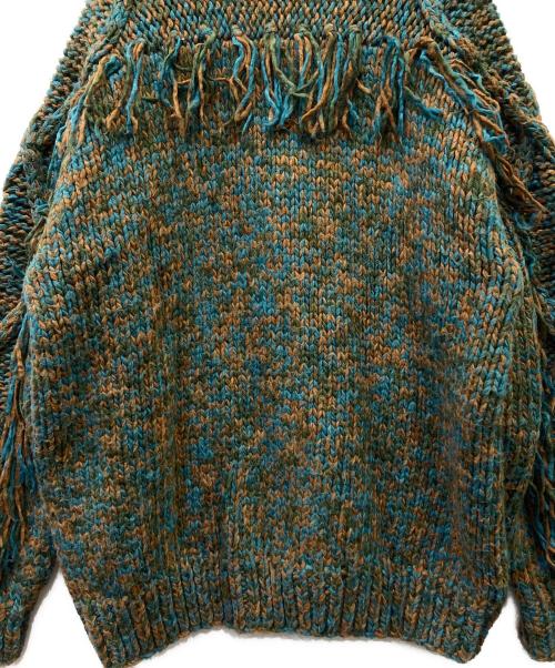 FILL THE BILL（フィルザビル）FILL THE BILL (フィルザビル) 厚手カーディガン ブルー×グリーン×ブラウン サイズ:１の古着・服飾アイテム