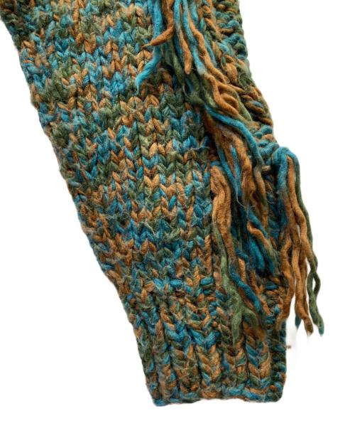 FILL THE BILL（フィルザビル）FILL THE BILL (フィルザビル) 厚手カーディガン ブルー×グリーン×ブラウン サイズ:１の古着・服飾アイテム