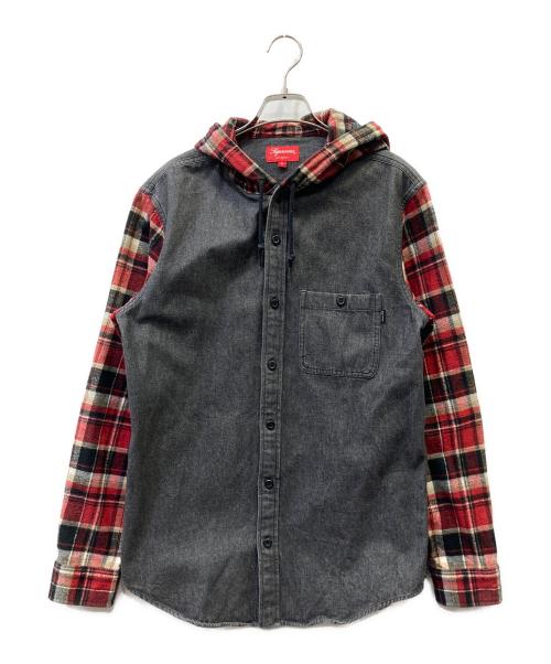 SUPREME（シュプリーム）SUPREME (シュプリーム) 長袖シャツ グレー×レッド サイズ:Mの古着・服飾アイテム