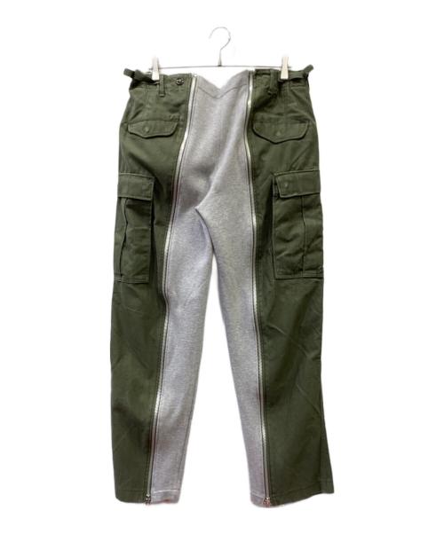 NO BRAND（ノーブランド）NO BRAND (ノーブランド) ミリタリーリメイクパンツ オリーブ サイズ:MEDIUMの古着・服飾アイテム