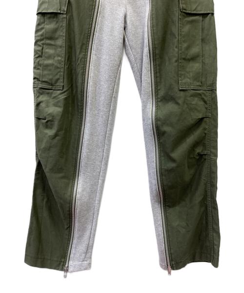 NO BRAND（ノーブランド）NO BRAND (ノーブランド) ミリタリーリメイクパンツ オリーブ サイズ:MEDIUMの古着・服飾アイテム