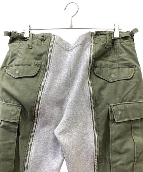 NO BRAND（ノーブランド）NO BRAND (ノーブランド) ミリタリーリメイクパンツ オリーブ サイズ:MEDIUMの古着・服飾アイテム