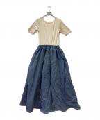 Sea Room lynnシールームリン）の古着「半袖ワンピース」｜ベージュ×ネイビー