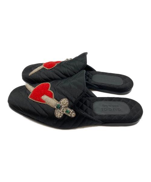 GUCCI（グッチ）GUCCI (グッチ) ベルベットスリッパ ブラック サイズ:SIZE 7の古着・服飾アイテム
