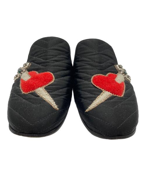 GUCCI（グッチ）GUCCI (グッチ) ベルベットスリッパ ブラック サイズ:SIZE 7の古着・服飾アイテム