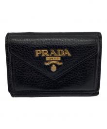 PRADA（プラダ）の古着「3つ折り財布」｜ブラック