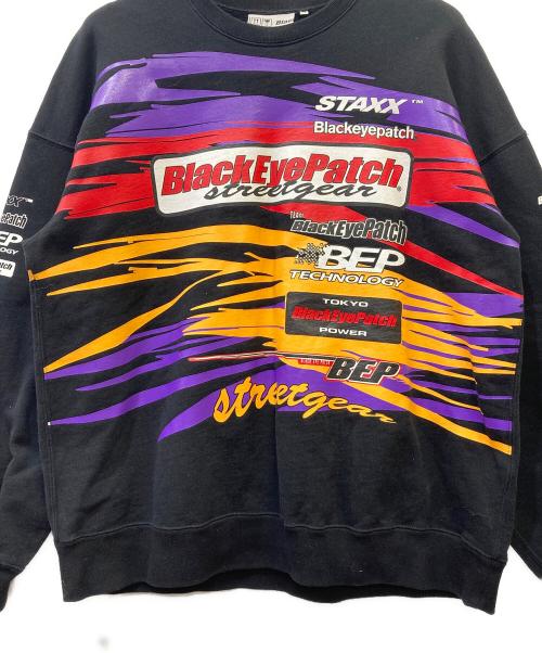 BlackEyePatch（ブラックアイパッチ）BlackEyePatch (ブラックアイパッチ) レーシングクルースウェット ブラック サイズ:XLの古着・服飾アイテム