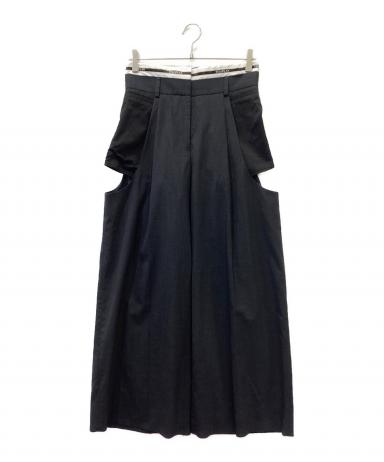 【中古】テーロプラン TELOPLAN Haruki Trousers トラウザーズパンツ ワイドパンツ S チャコール ブラック /ES ■OS 中古・古着通販】TELOPLAN (テーロプラン) Haruki Trousers ブラック
