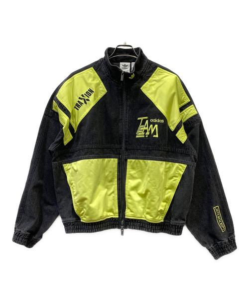 adidas（アディダス）adidas (アディダス) モトデニムジャケット グレー×イエロー サイズ:Lの古着・服飾アイテム