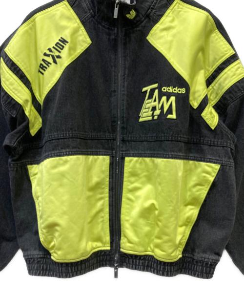 adidas（アディダス）adidas (アディダス) モトデニムジャケット グレー×イエロー サイズ:Lの古着・服飾アイテム