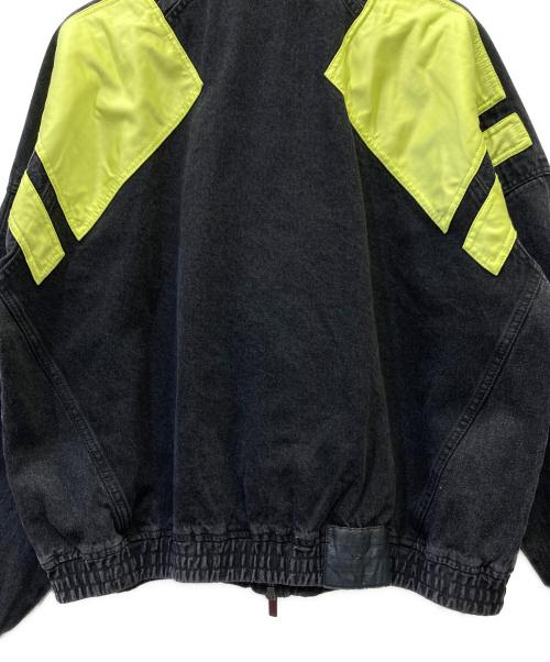 adidas（アディダス）adidas (アディダス) モトデニムジャケット グレー×イエロー サイズ:Lの古着・服飾アイテム