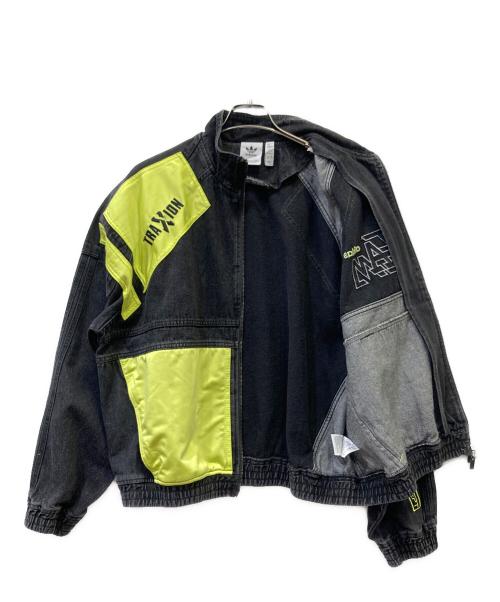 adidas（アディダス）adidas (アディダス) モトデニムジャケット グレー×イエロー サイズ:Lの古着・服飾アイテム