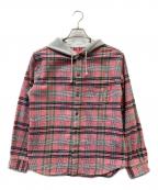 SUPREMEシュプリーム）の古着「フーデッドネルシャツ」｜ピンク
