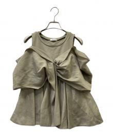 FRAY ID（フレイ アイディー）の古着「カットコンビペプラムトップス」｜オリーブ