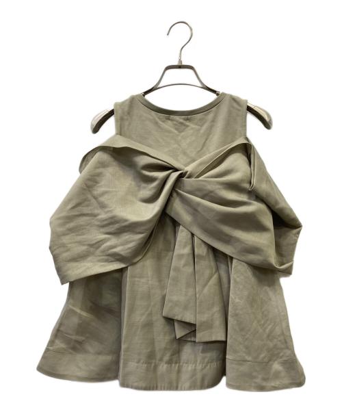 FRAY ID（フレイ アイディー）FRAY ID (フレイ アイディー) カットコンビペプラムトップス オリーブ サイズ:Fの古着・服飾アイテム