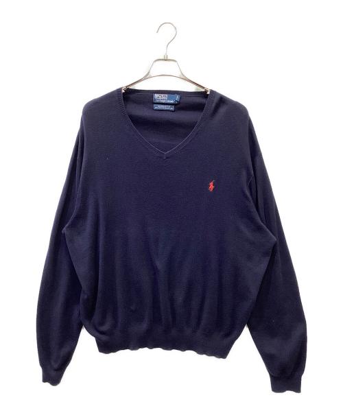 POLO RALPH LAUREN（ポロ・ラルフローレン）POLO RALPH LAUREN (ポロ・ラルフローレン) 薄手ニット ネイビー サイズ:XXLの古着・服飾アイテム