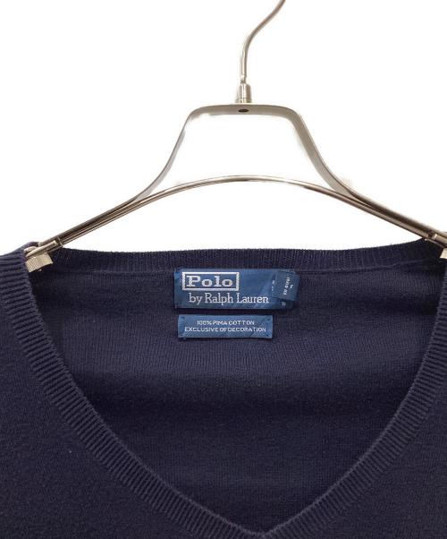 POLO RALPH LAUREN（ポロ・ラルフローレン）POLO RALPH LAUREN (ポロ・ラルフローレン) 薄手ニット ネイビー サイズ:XXLの古着・服飾アイテム