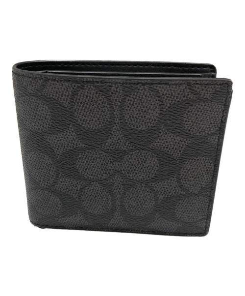 COACH（コーチ）COACH (コーチ) 2つ折り財布 ブラック×グレーの古着・服飾アイテム