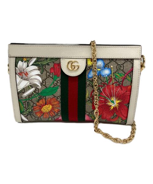 GUCCI（グッチ）GUCCI (グッチ) チェーンショルダーバッグ ライトグレー×マルチカラーの古着・服飾アイテム