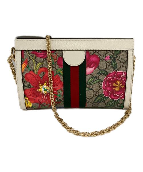GUCCI（グッチ）GUCCI (グッチ) チェーンショルダーバッグ ライトグレー×マルチカラーの古着・服飾アイテム