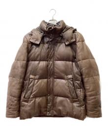 SHIPS（シップス）の古着「レザーダウンジャケット」｜ブラウン