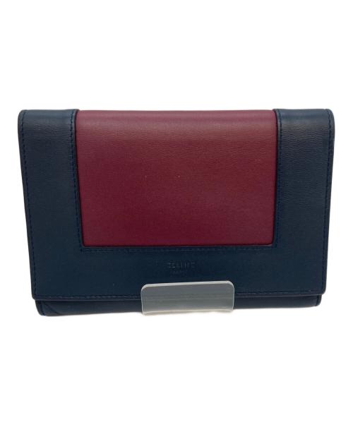CELINE（セリーヌ）CELINE (セリーヌ) 3つ折り財布 レッド×ネイビーの古着・服飾アイテム