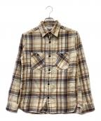 ）の古着「長袖シャツ」｜ベージュ×ブラウン