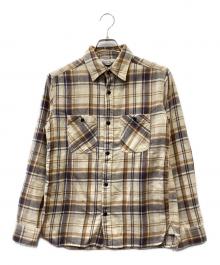 FIVE BROTHER（ファイブブラザー）の古着「長袖シャツ」｜ベージュ×ブラウン