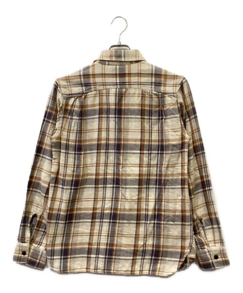 FIVE BROTHER（ファイブブラザー）FIVE BROTHER (ファイブブラザー) 長袖シャツ ベージュ×ブラウン サイズ:Sの古着・服飾アイテム