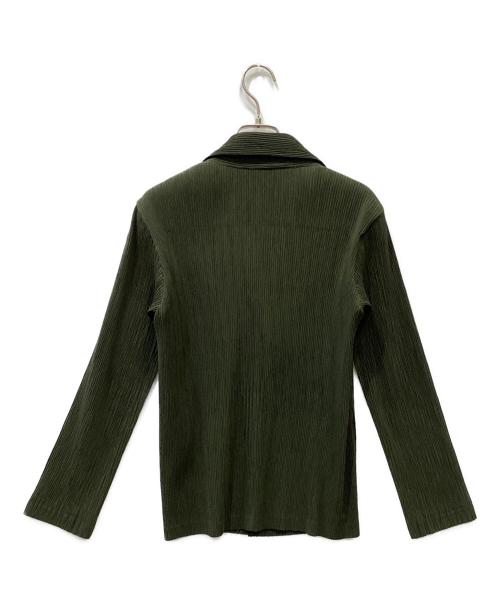 ISSEY MIYAKE（イッセイミヤケ）ISSEY MIYAKE (イッセイミヤケ) プリーツ３Bジャケット オリーブ サイズ:2の古着・服飾アイテム