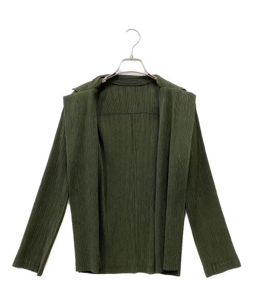ISSEY MIYAKE（イッセイミヤケ）ISSEY MIYAKE (イッセイミヤケ) プリーツ３Bジャケット オリーブ サイズ:2の古着・服飾アイテム