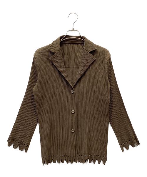 ISSEY MIYAKE（イッセイミヤケ）ISSEY MIYAKE (イッセイミヤケ) カットワークプリーツジャケット ブラウン サイズ:2の古着・服飾アイテム