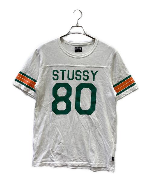 stussy（ステューシー）stussy (ステューシー) フットボールTシャツ ホワイト サイズ:Lの古着・服飾アイテム