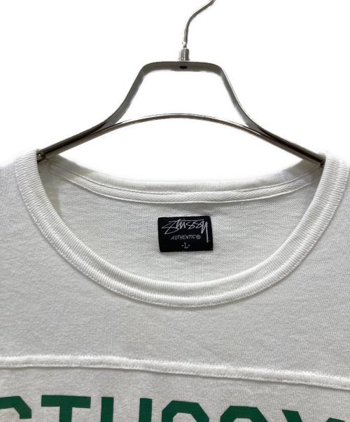 stussy（ステューシー）stussy (ステューシー) フットボールTシャツ ホワイト サイズ:Lの古着・服飾アイテム