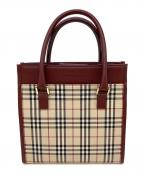 BURBERRYバーバリー）の古着「ハンドバッグ」｜ブラウン×エンジ