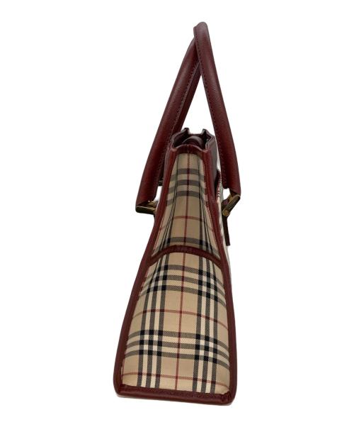 BURBERRY（バーバリー）BURBERRY (バーバリー) ハンドバッグ ブラウン×エンジの古着・服飾アイテム